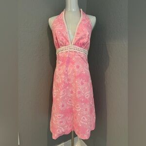 VINTAGE Lilly Pulitzer 1970s TURTLE Size 8 Vtg Current 6 HALTER Dress